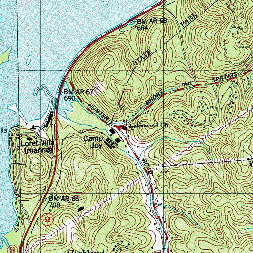 Topographic Map of Lakewood Church, TN