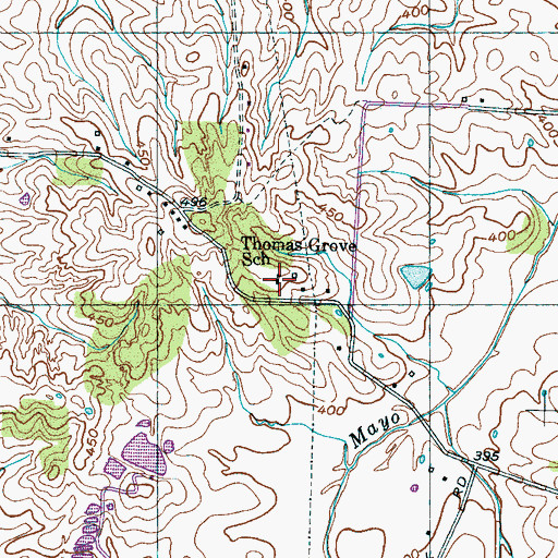 Topographic Map of Thomas Grove School, TN