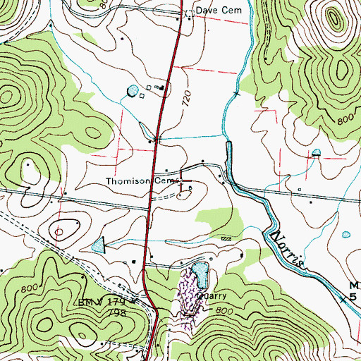 Topographic Map of Thomison Cemetery, TN