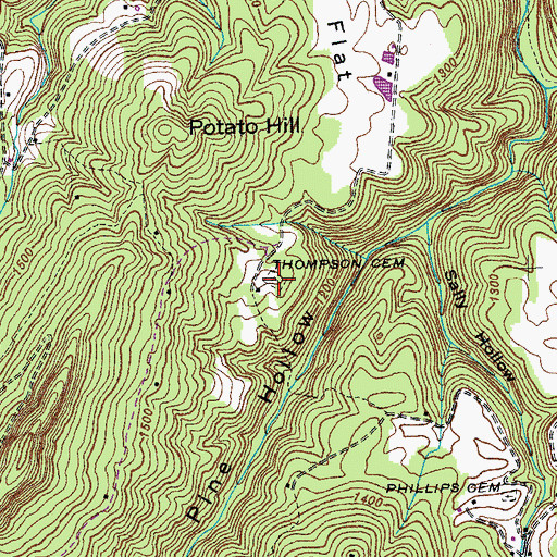 Topographic Map of Thompson Cemetery, TN