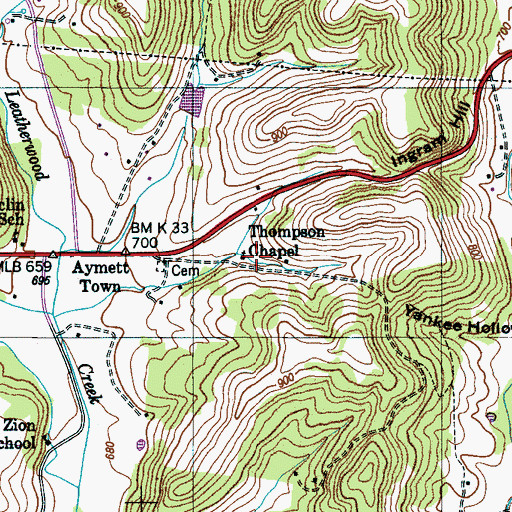 Topographic Map of Thompson Chapel, TN