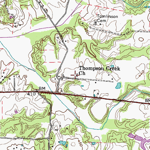 Topographic Map of Thompson Creek Church, TN