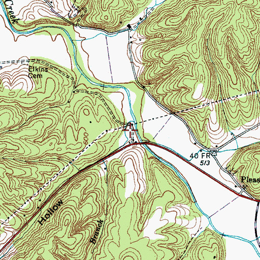 Topographic Map of Thompson Hollow, TN