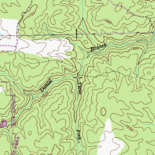 Topographic Map of Three Fork, TN