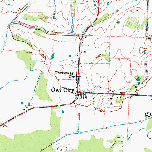 Topographic Map of Threeway Church, TN