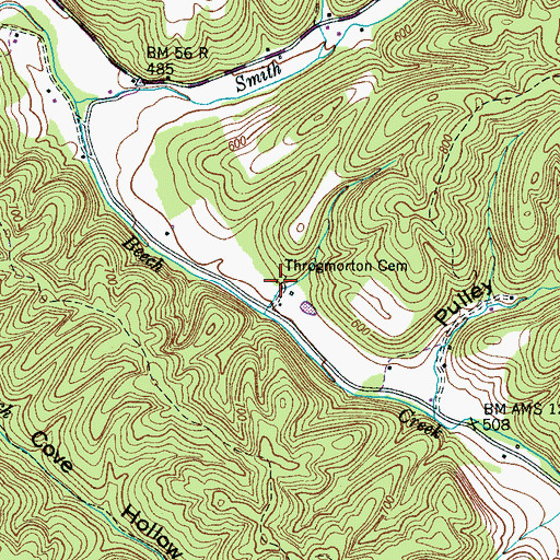 Topographic Map of Throgmorton Cemetery, TN