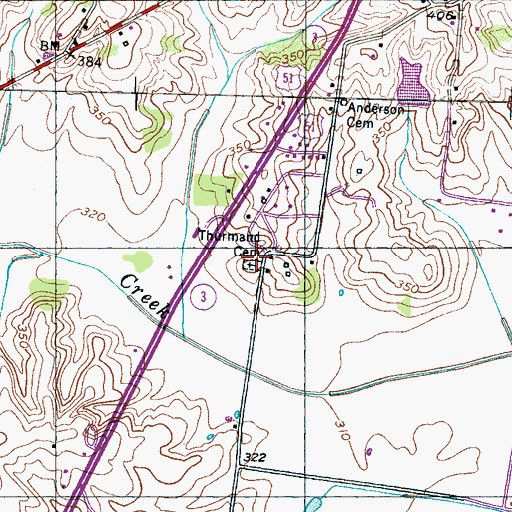 Topographic Map of Thurmand Cemetery, TN