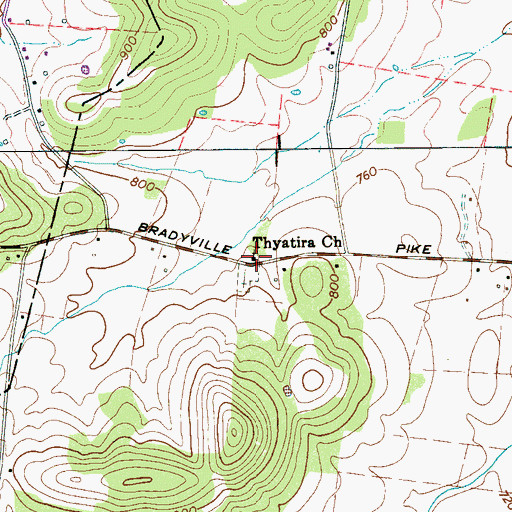 Topographic Map of Thyatira Church, TN