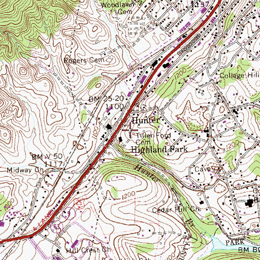 Topographic Map of Tiller-Ford Cemetery, TN