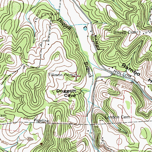 Topographic Map of Tillmon Cemetery, TN