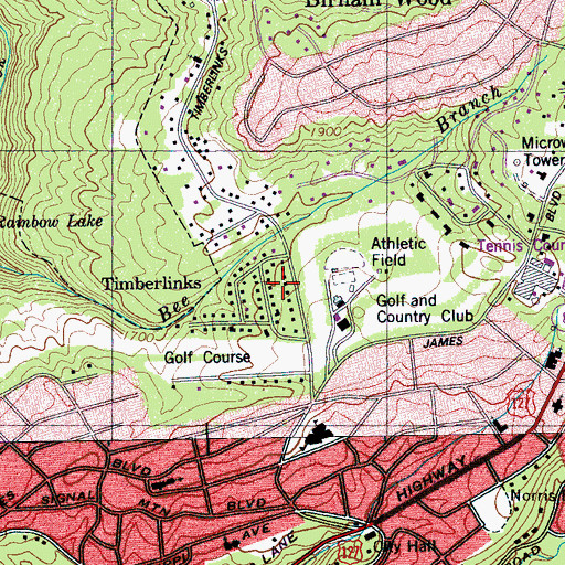 Topographic Map of Timberlinks, TN