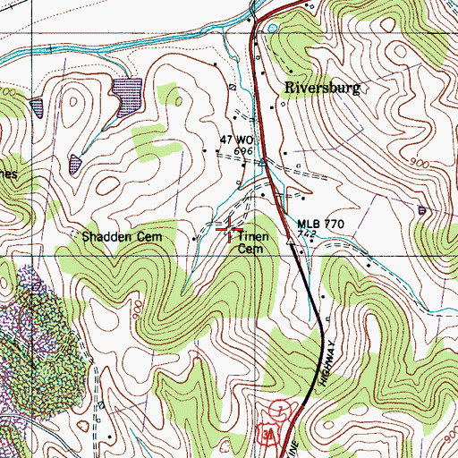 Topographic Map of Tinen Cemetery, TN