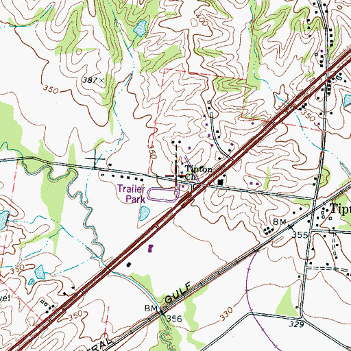Topographic Map of Tipton Church, TN