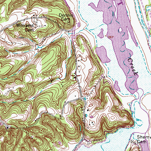 Topographic Map of Tiptop Church, TN