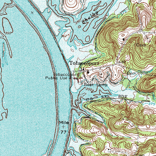 Topographic Map of Tobaccoport Public Use Area, TN
