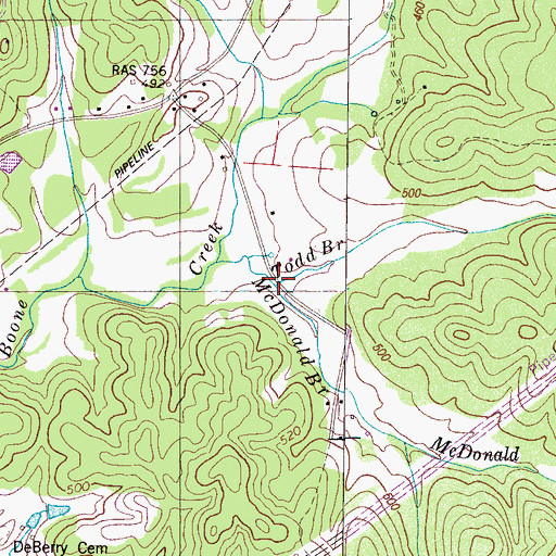 Topographic Map of Todd Branch, TN