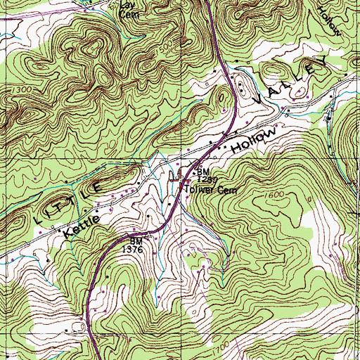 Topographic Map of Toliver Cemetery, TN