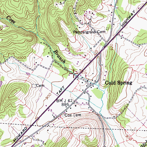 Topographic Map of Tom Hale Gulf, TN
