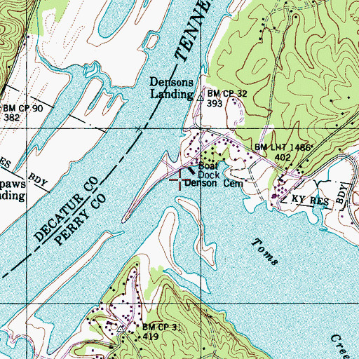 Topographic Map of Toms Creek, TN