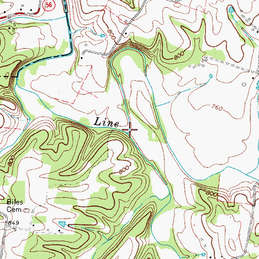 Topographic Map of Trace Creek, TN