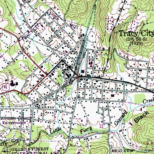 Topographic Map of Tracy City, TN