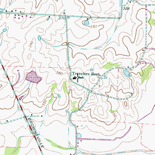 Topographic Map of Travelers Rest School, TN