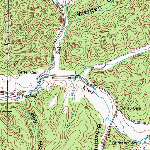 Topographic Map of Traylor Branch, TN