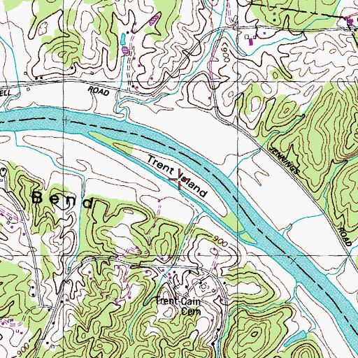 Topographic Map of Trent Island, TN