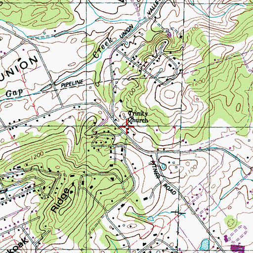 Topographic Map of Trinity Baptist Church, TN
