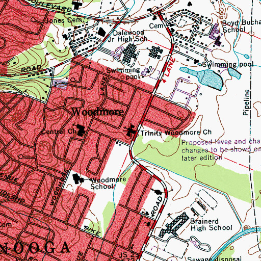 Topographic Map of Trinity Woodmore United Methodist Church, TN
