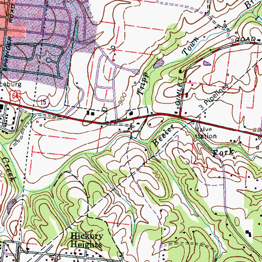 Topographic Map of Tripp Town Branch, TN