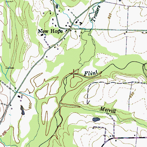 Topographic Map of Trotters Branch, TN