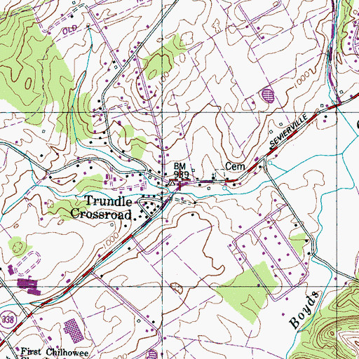Topographic Map of Trundle Crossroad, TN