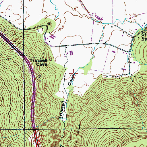 Topographic Map of Trussell Cove, TN