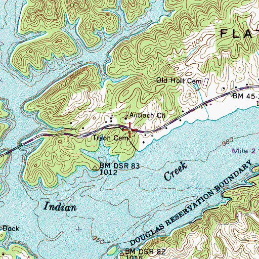Topographic Map of Tryon Cemetery, TN