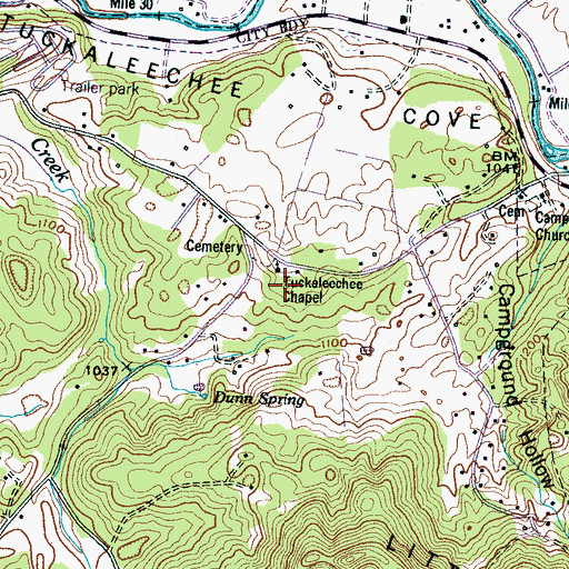 Topographic Map of Tuckaleechee Chapel, TN