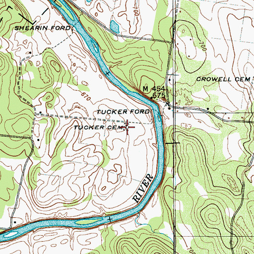 Topographic Map of Tucker Cemetery, TN