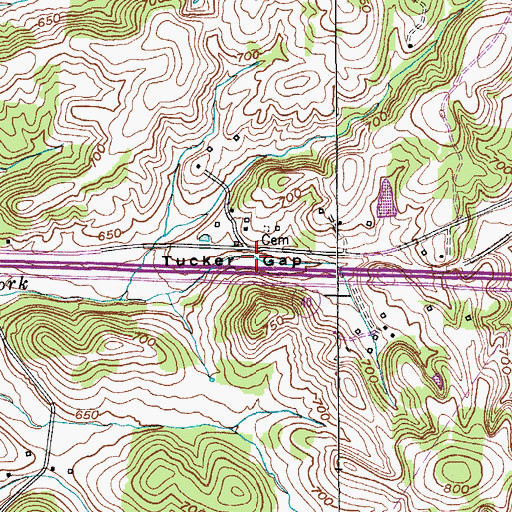Topographic Map of Tucker Gap, TN