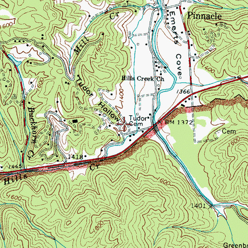 Topographic Map of Tudor Cemetery, TN