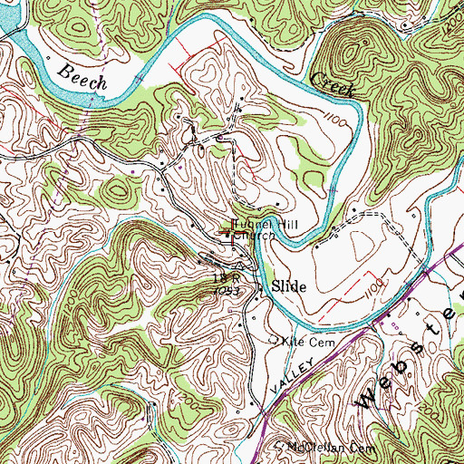Topographic Map of Tunnel Hill Church, TN