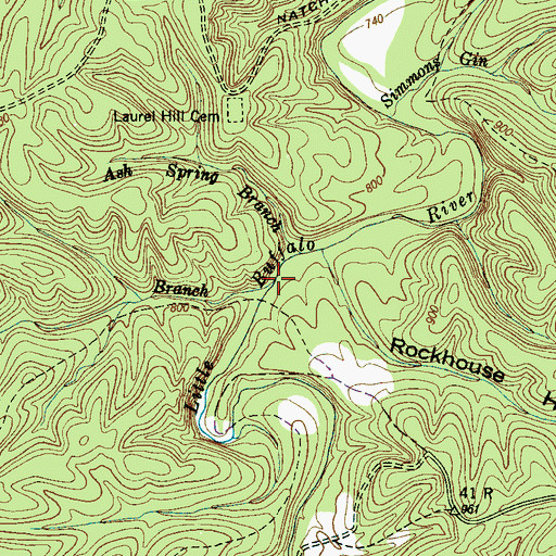 Topographic Map of Turkeypen Branch, TN