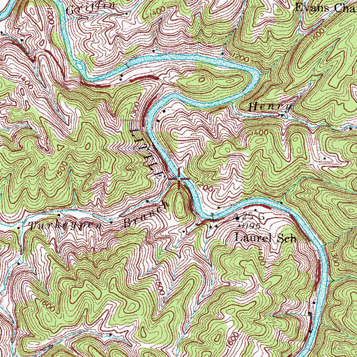 Topographic Map of Turkeypen Branch, TN