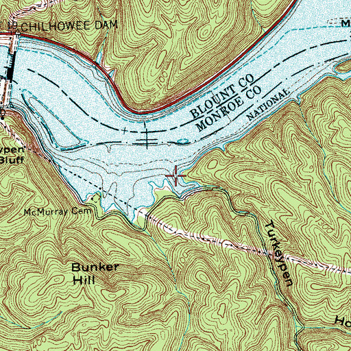 Topographic Map of Turkeypen Hollow, TN