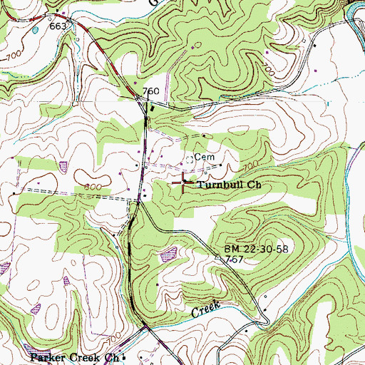 Topographic Map of Turnbull Baptist Church, TN
