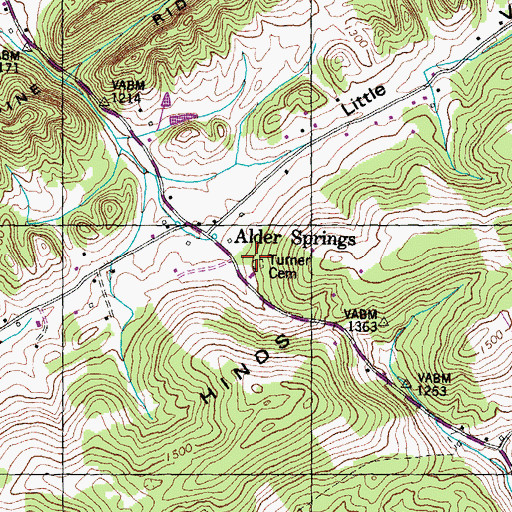 Topographic Map of Turner Cemetery, TN