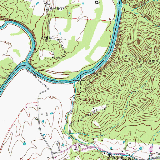 Topographic Map of Turnipseed Creek, TN