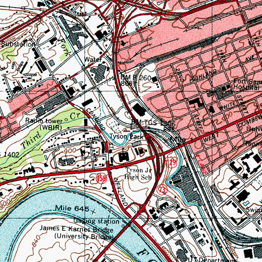 Topographic Map of Tyson Park, TN
