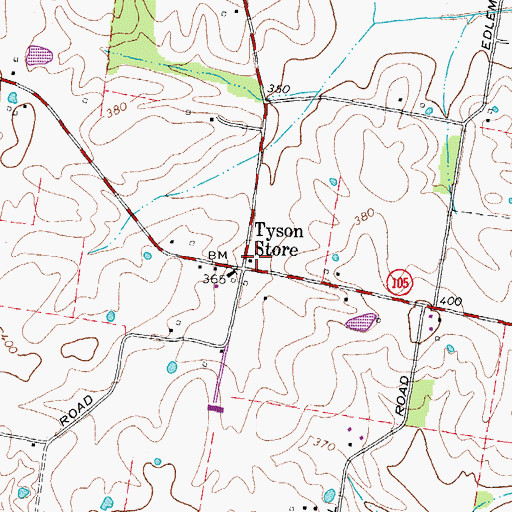 Topographic Map of Tyson Store, TN