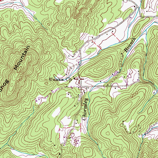 Topographic Map of Unaka Church, TN