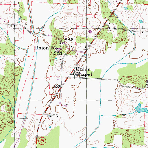 Topographic Map of Union Chapel, TN